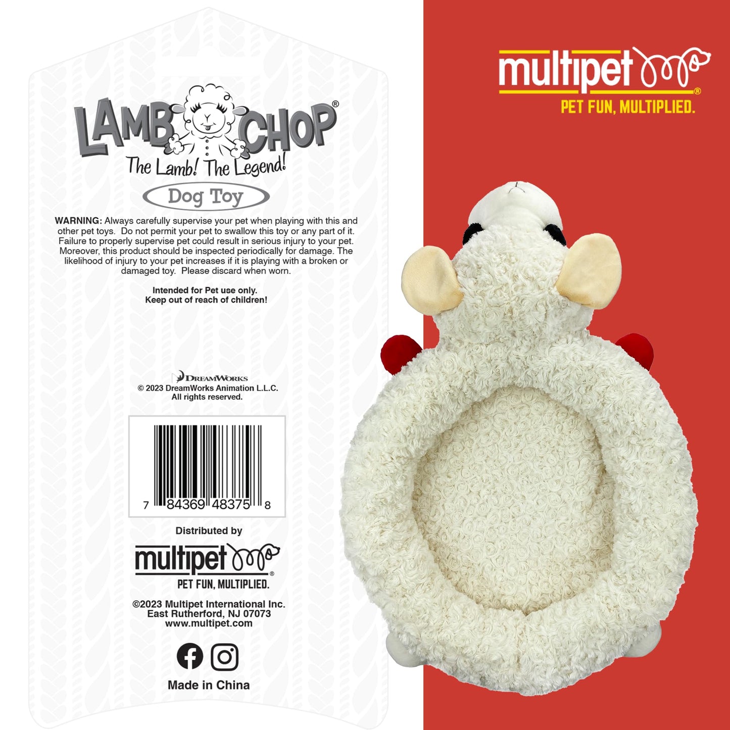 Multipet INTERNATIONAL 843140 Lambchop Plush Squeak Toy Mini for Pets, 6-Inch, White, small