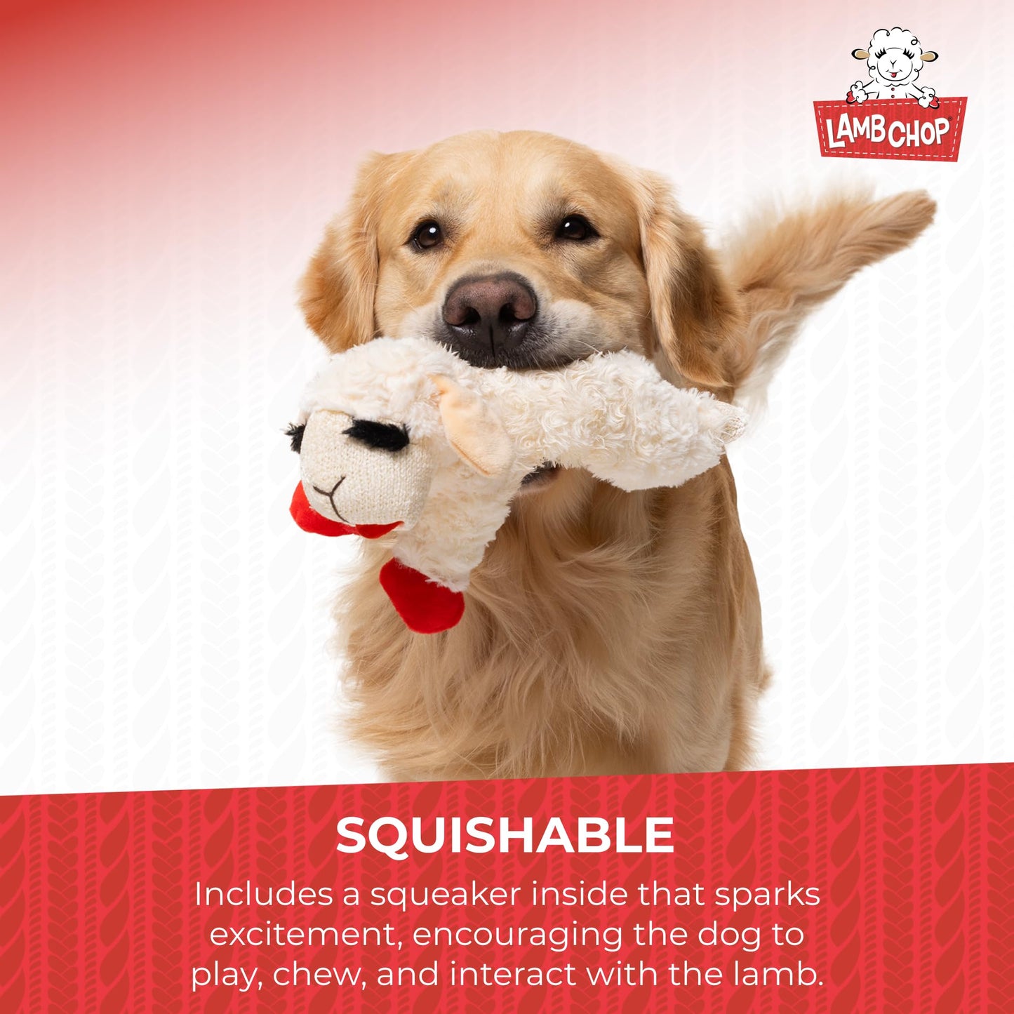 Multipet INTERNATIONAL 843140 Lambchop Plush Squeak Toy Mini for Pets, 6-Inch, White, small