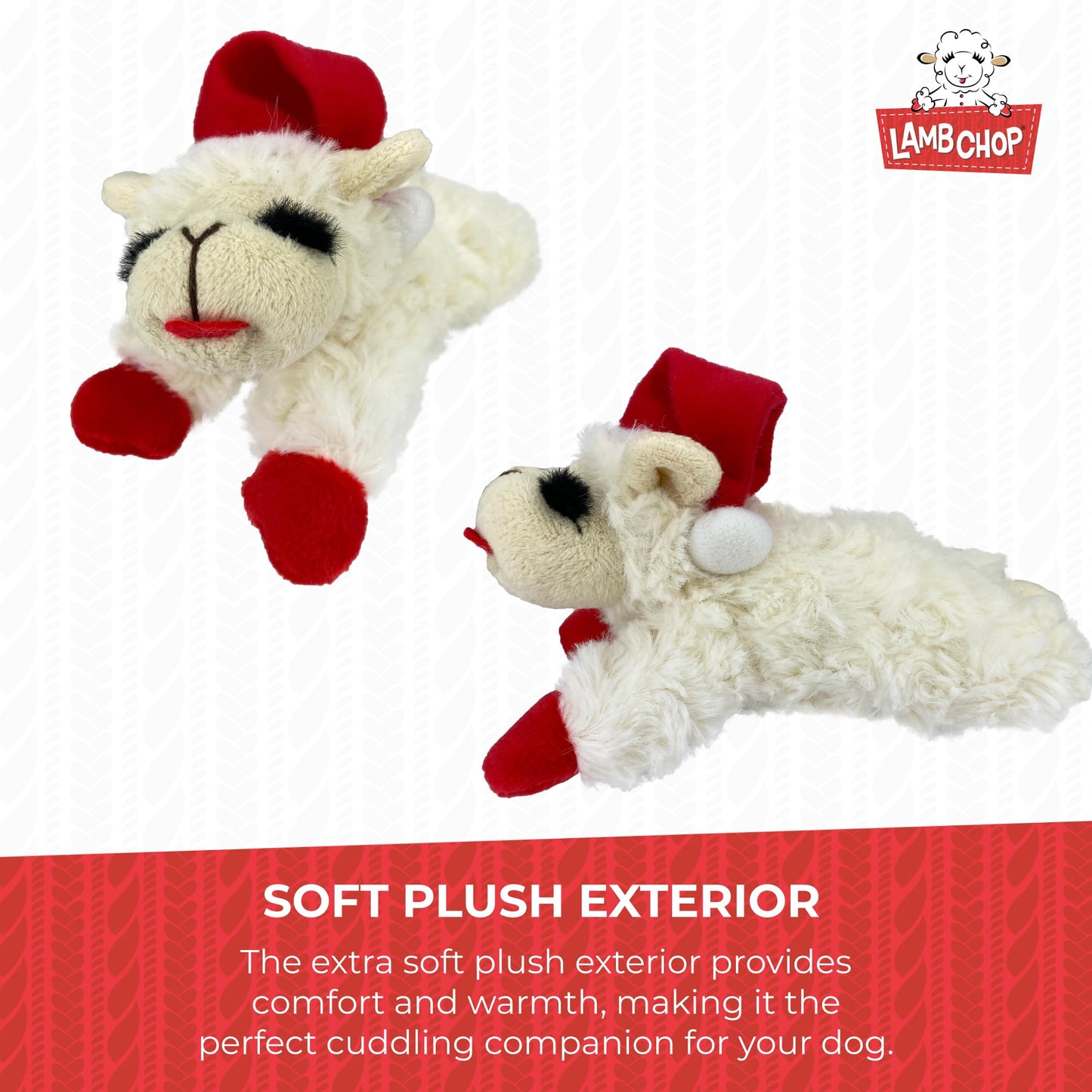 Multipet INTERNATIONAL 843140 Lambchop Plush Squeak Toy Mini for Pets, 6-Inch, White, small