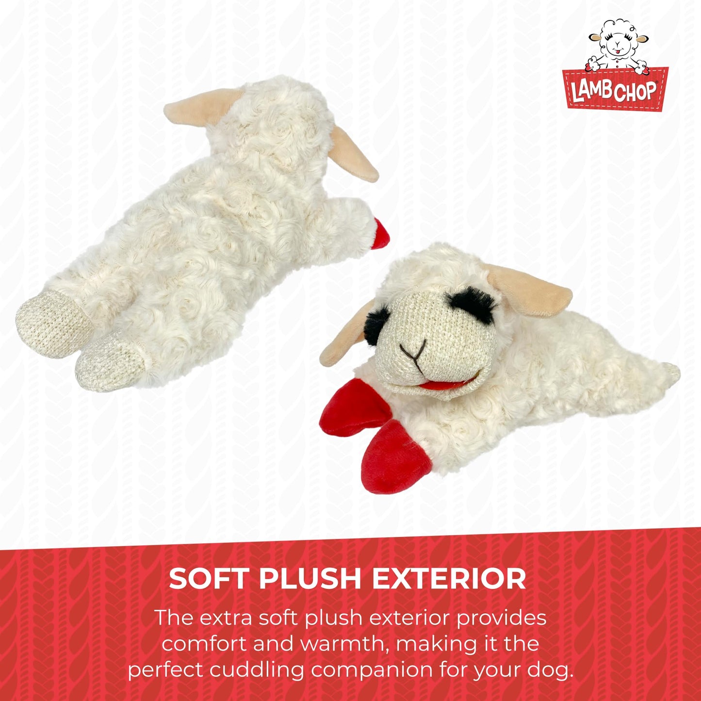 Multipet INTERNATIONAL 843140 Lambchop Plush Squeak Toy Mini for Pets, 6-Inch, White, small