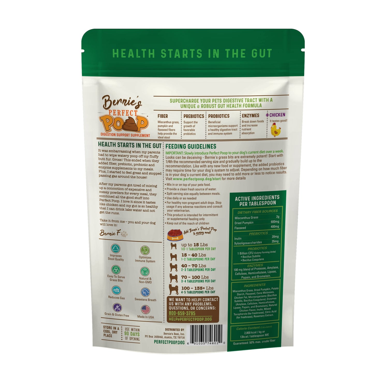 Perfect Poop Digestion & General Health Supplement for Dogs: Fiber, Prebiotics, Probiotics & Enzymes Relieve Digestive Conditions, Optimize Stool, and Improve Health (Cheddar Cheese, 4.2 oz)