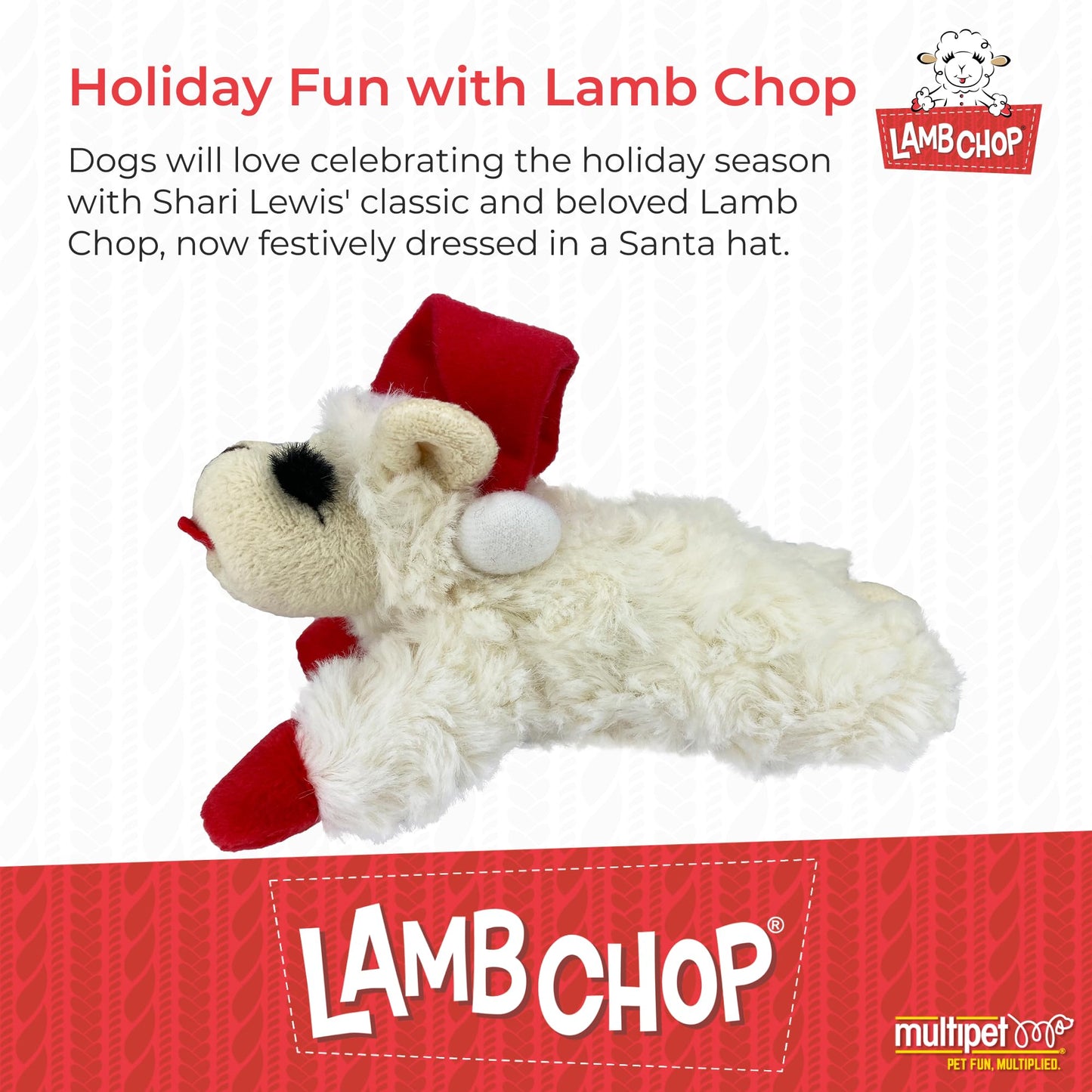 Multipet INTERNATIONAL 843140 Lambchop Plush Squeak Toy Mini for Pets, 6-Inch, White, small