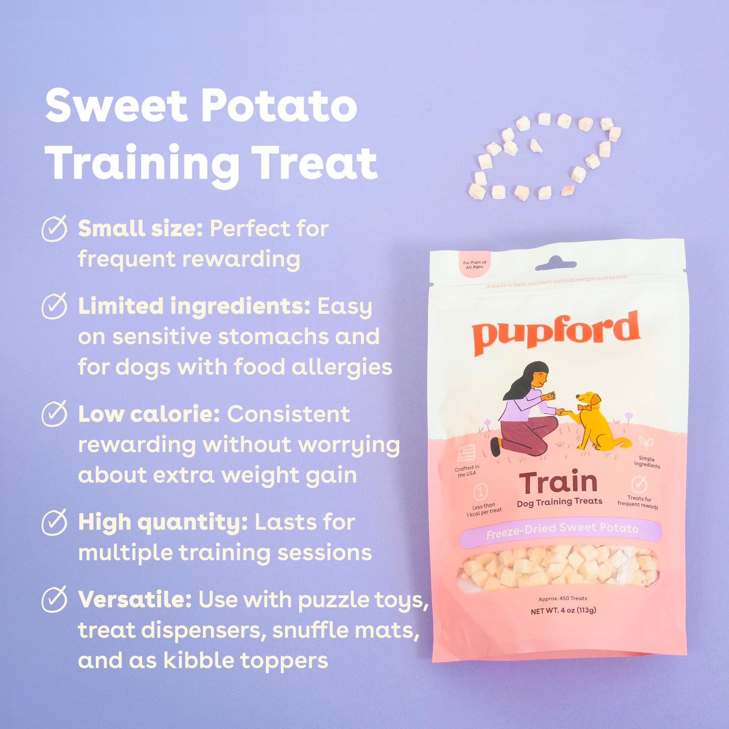 Pupford Freeze Dried Training Treats for Dogs & Puppies, 475+ Two Ingredient Bites (Chicken, 4 oz)