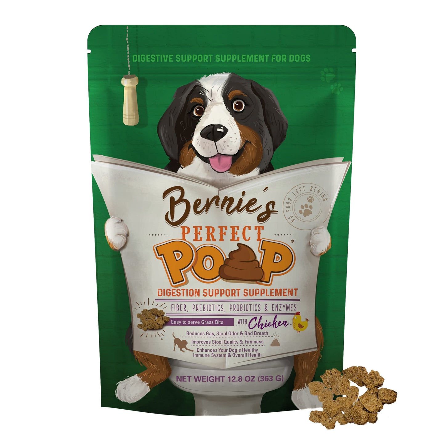 Perfect Poop Digestion & General Health Supplement for Dogs: Fiber, Prebiotics, Probiotics & Enzymes Relieve Digestive Conditions, Optimize Stool, and Improve Health (Cheddar Cheese, 4.2 oz)