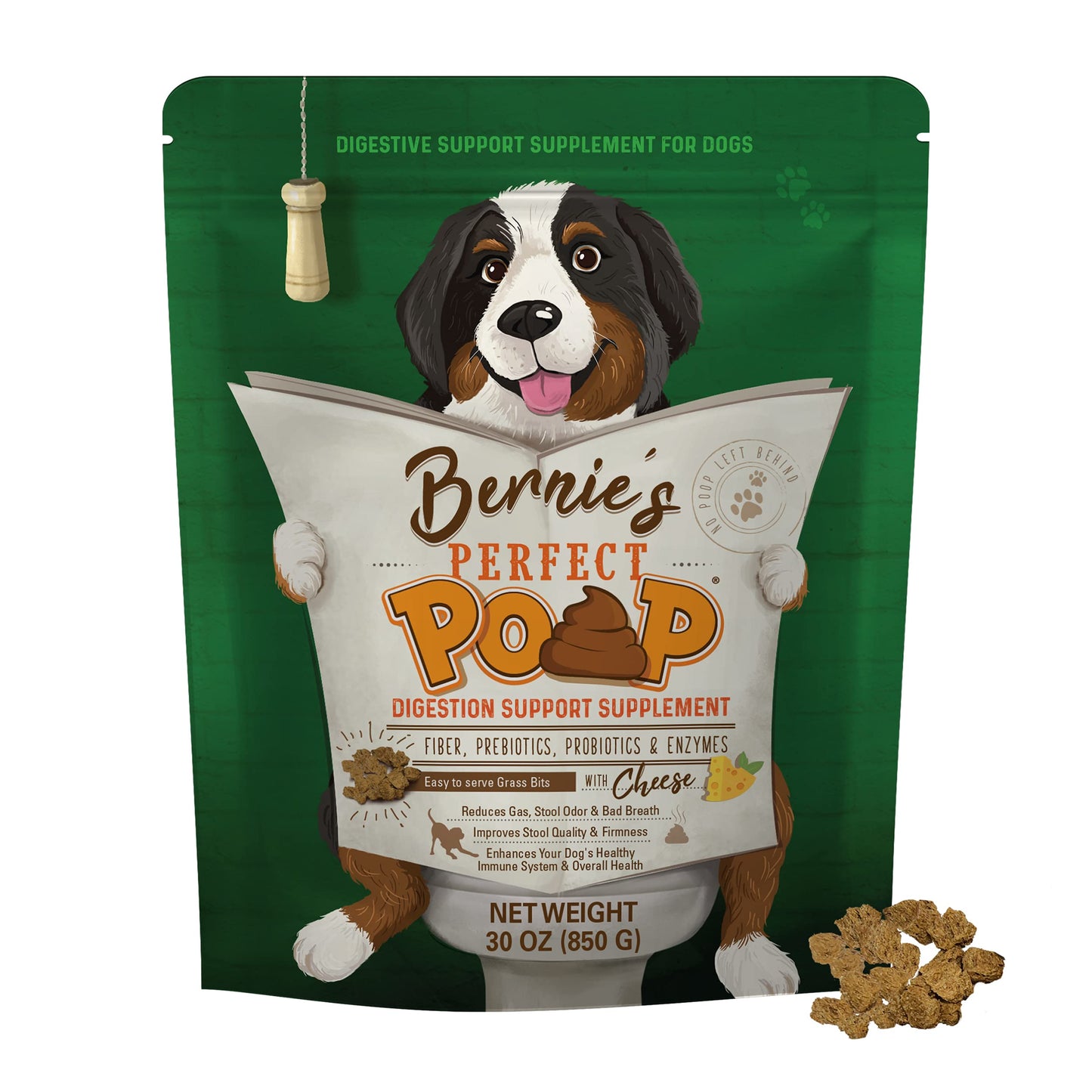 Perfect Poop Digestion & General Health Supplement for Dogs: Fiber, Prebiotics, Probiotics & Enzymes Relieve Digestive Conditions, Optimize Stool, and Improve Health (Cheddar Cheese, 4.2 oz)