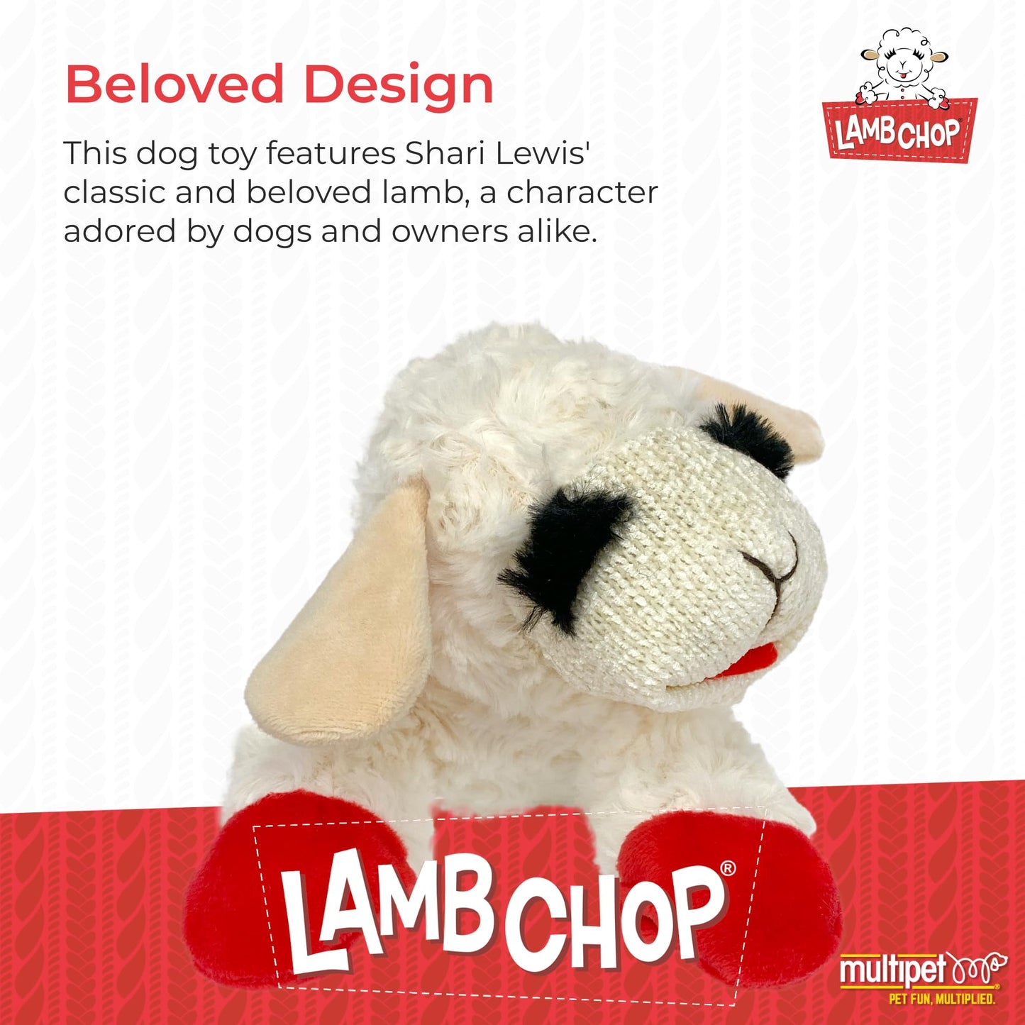 Multipet INTERNATIONAL 843140 Lambchop Plush Squeak Toy Mini for Pets, 6-Inch, White, small