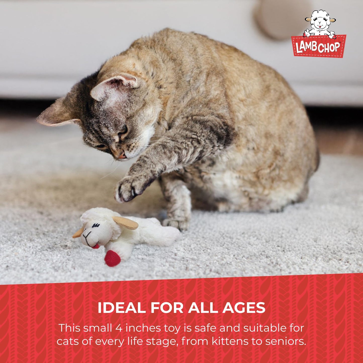 Multipet INTERNATIONAL 843140 Lambchop Plush Squeak Toy Mini for Pets, 6-Inch, White, small
