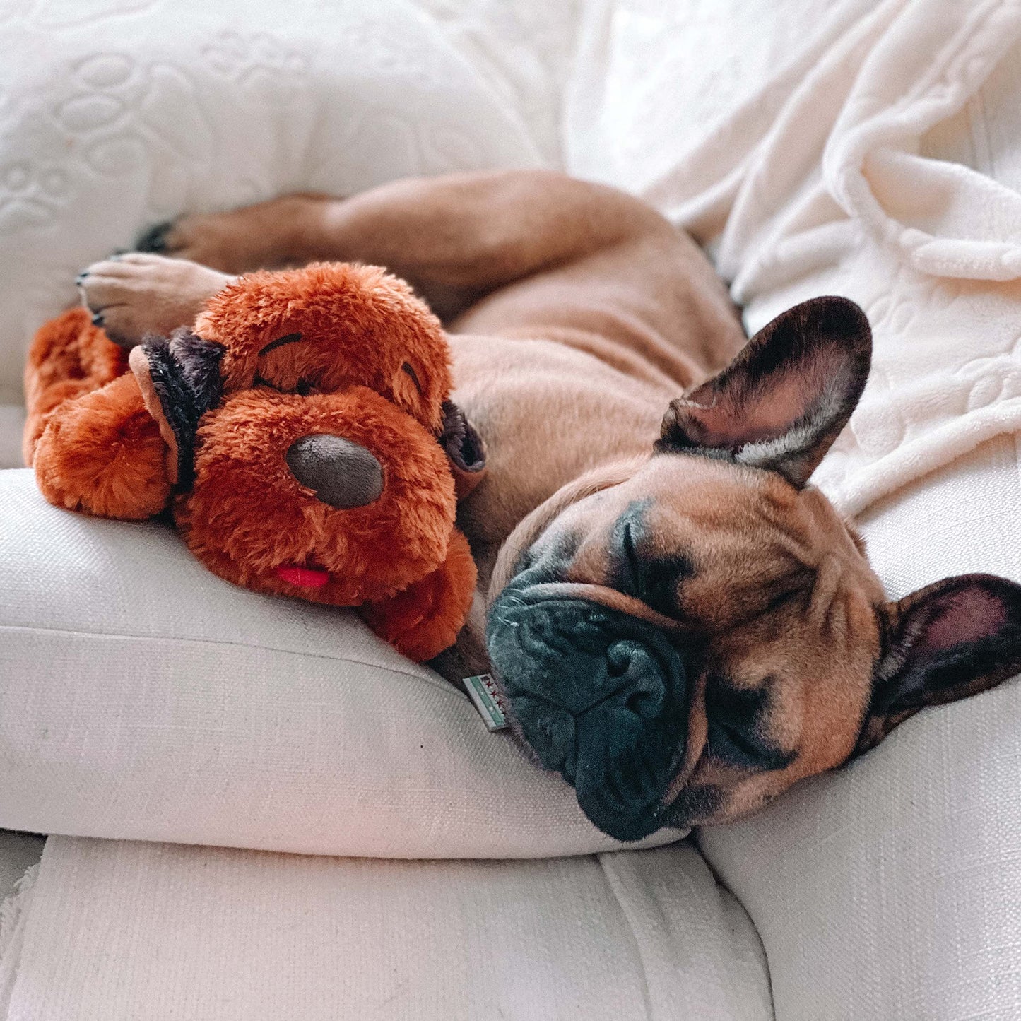 Original Snuggle Puppy Heartbeat Stuffed Toy for Dogs. Pet Anxiety Relief and Calming Aid, Comfort Toy for Behavioral Training in Biscuit
